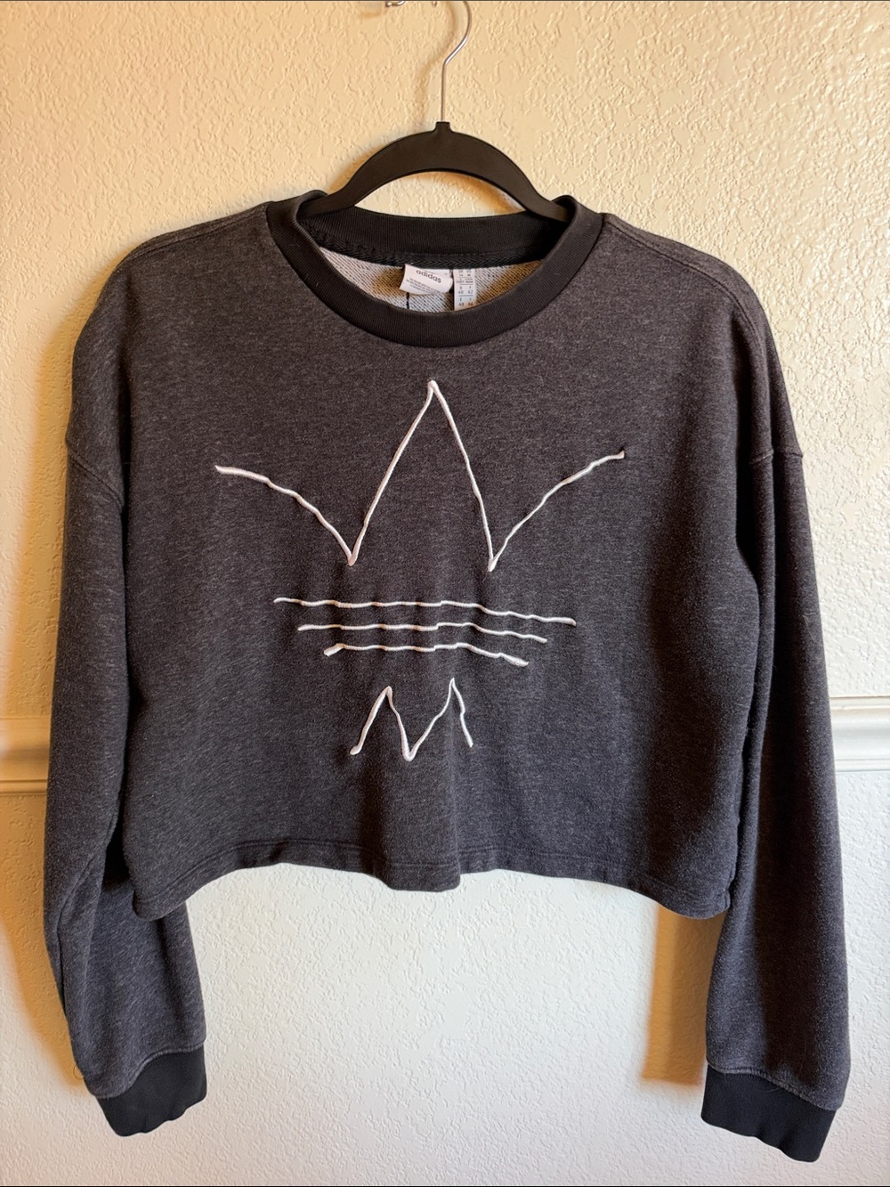 Adidas Super Star Trefoil Cropped Hoodie Heather gray size M